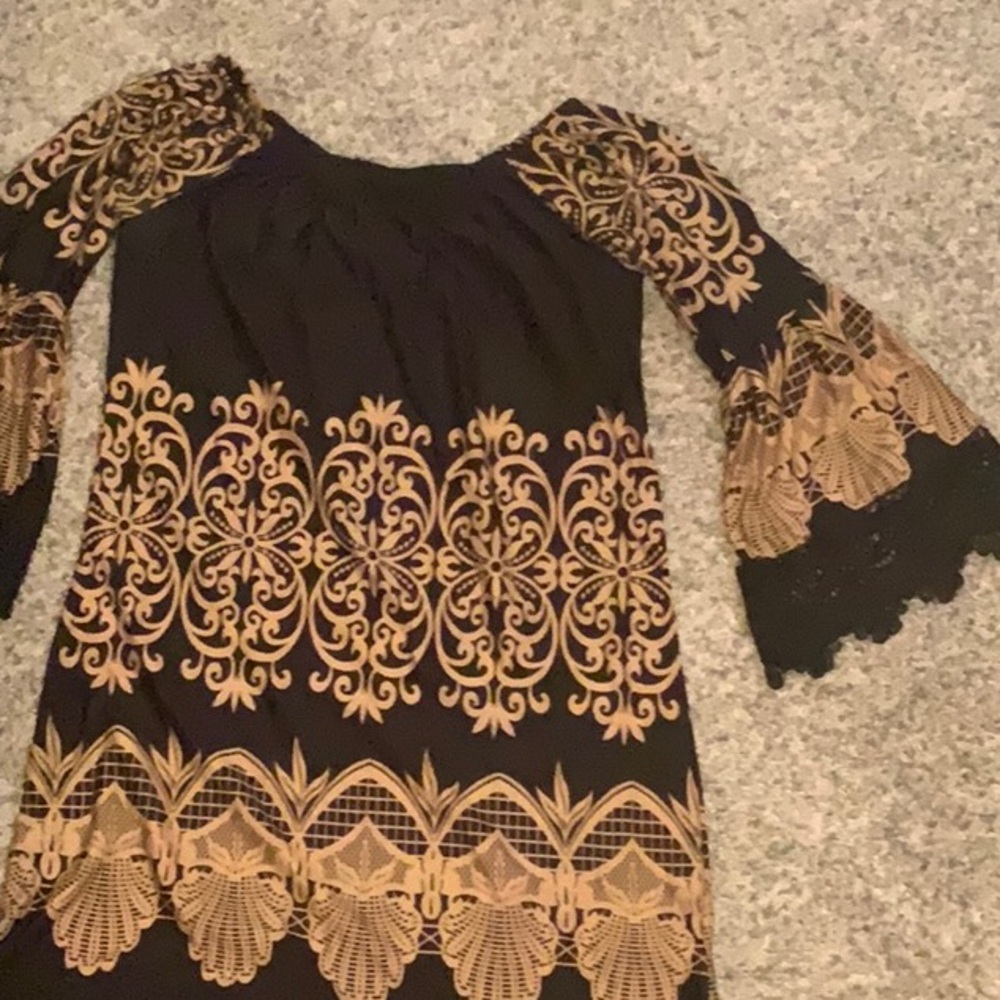 Elegant Black and Gold Women's Dress